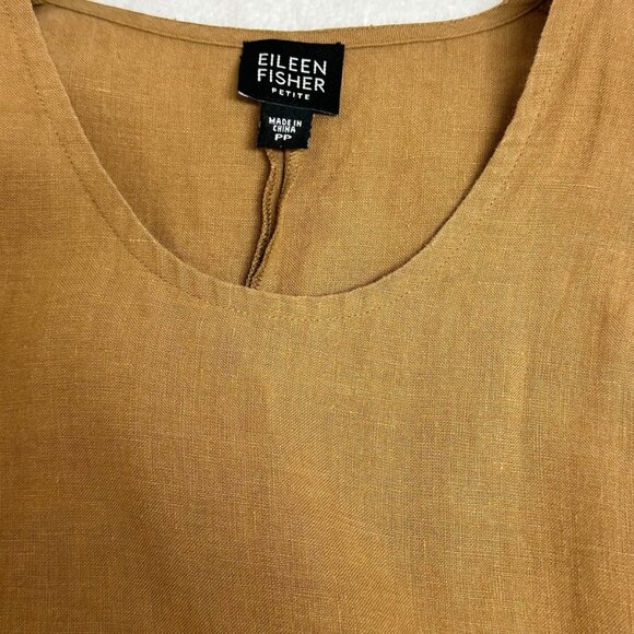 Eileen Fisher 100% Linen Midi tank Dress, Tan, Size Extra Small Petite - Picture 5 of 6